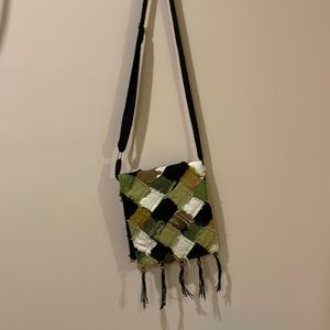 Green/Multi-colored patchwork crossbody bag